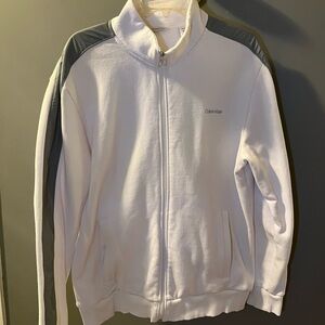 Calvin Klein White and Gray Zip Up Jacket
